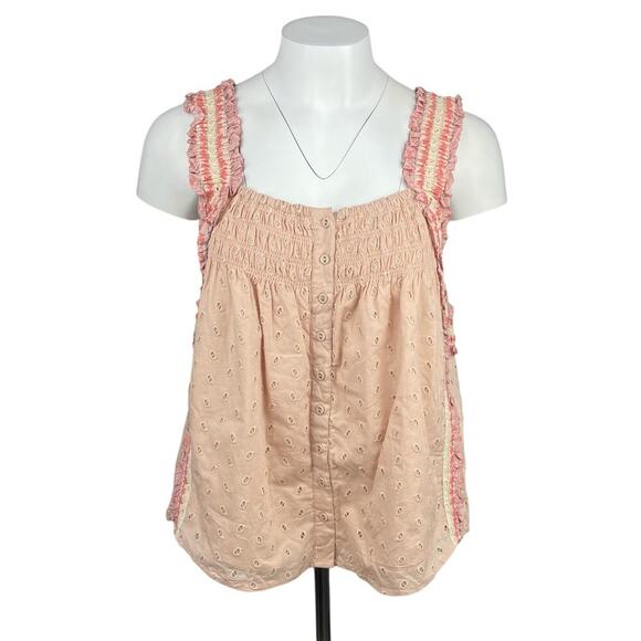 HOUSE OF HARLOW 1960 Effie Eyelet Tank Sz Small Boho Old Rose - Picture 2 of 6